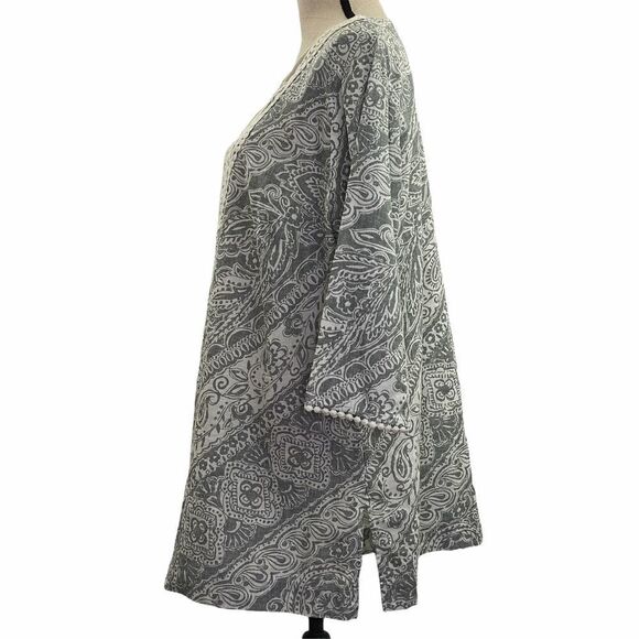 JONES Ny Gray Paisley Floral Lace Blouse 0x - Picture 4 of 12